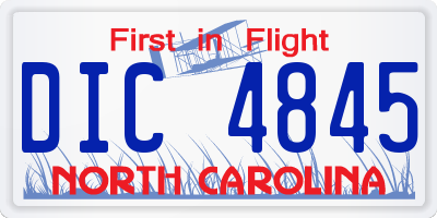 NC license plate DIC4845