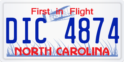 NC license plate DIC4874