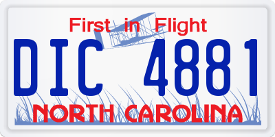 NC license plate DIC4881