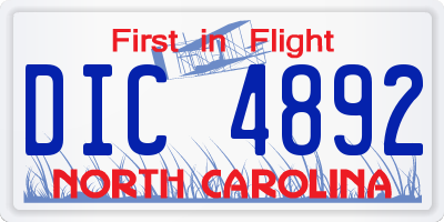 NC license plate DIC4892