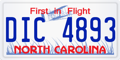 NC license plate DIC4893