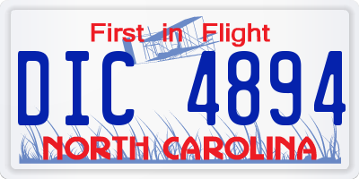 NC license plate DIC4894
