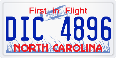 NC license plate DIC4896