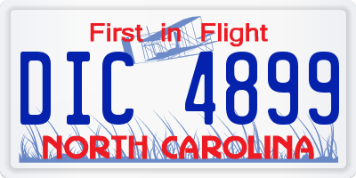 NC license plate DIC4899