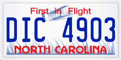 NC license plate DIC4903