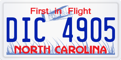 NC license plate DIC4905