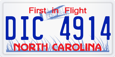NC license plate DIC4914