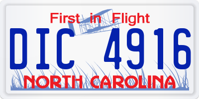 NC license plate DIC4916