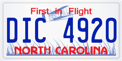 NC license plate DIC4920