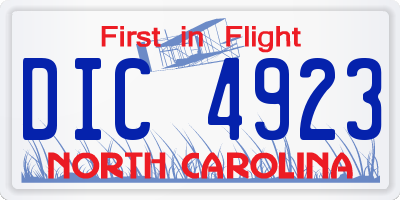 NC license plate DIC4923