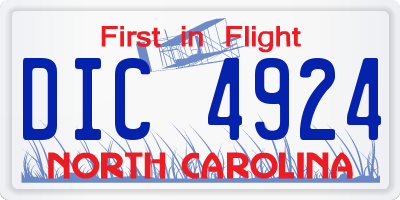 NC license plate DIC4924
