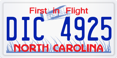 NC license plate DIC4925