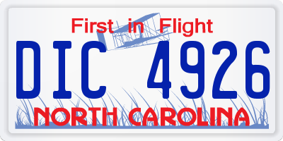 NC license plate DIC4926