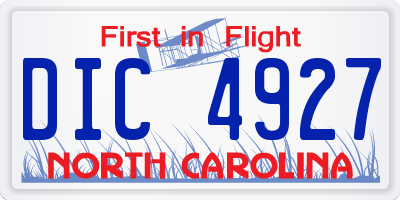 NC license plate DIC4927