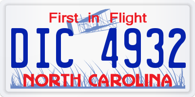 NC license plate DIC4932
