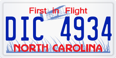 NC license plate DIC4934