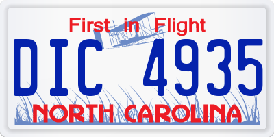 NC license plate DIC4935