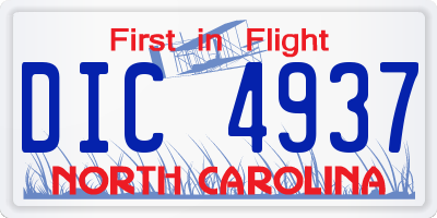 NC license plate DIC4937