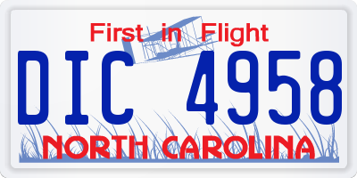 NC license plate DIC4958