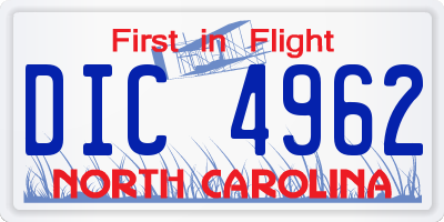NC license plate DIC4962