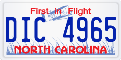 NC license plate DIC4965