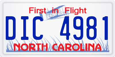 NC license plate DIC4981