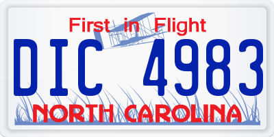 NC license plate DIC4983