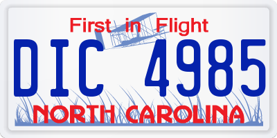 NC license plate DIC4985