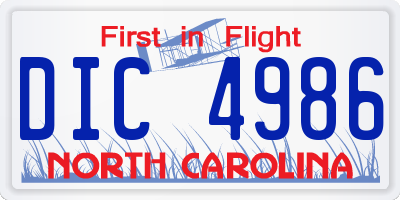 NC license plate DIC4986