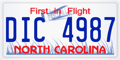 NC license plate DIC4987