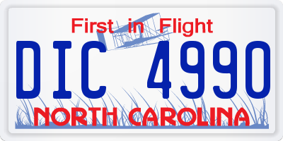 NC license plate DIC4990