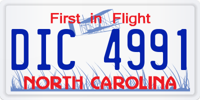 NC license plate DIC4991