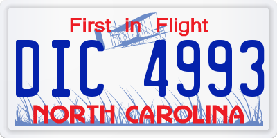 NC license plate DIC4993