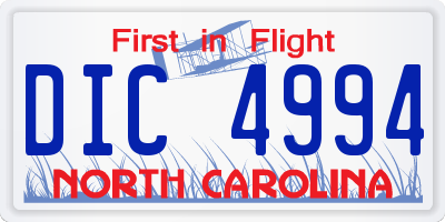 NC license plate DIC4994