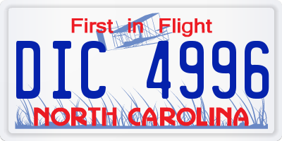 NC license plate DIC4996