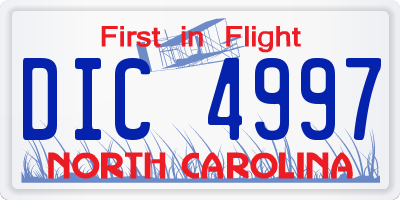 NC license plate DIC4997