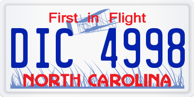 NC license plate DIC4998