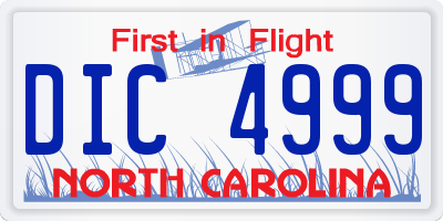 NC license plate DIC4999