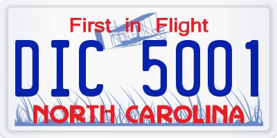 NC license plate DIC5001