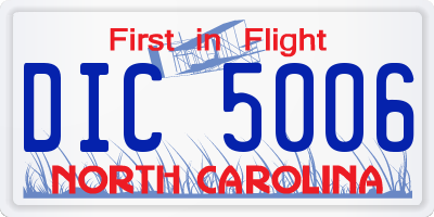 NC license plate DIC5006