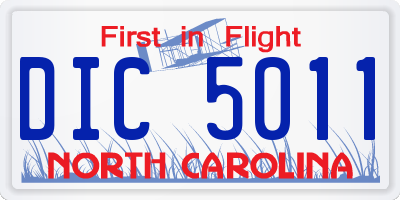 NC license plate DIC5011