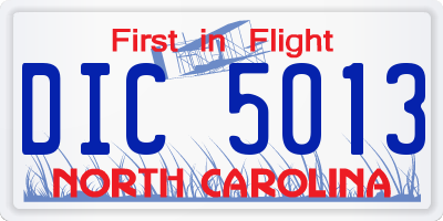 NC license plate DIC5013