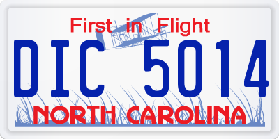NC license plate DIC5014