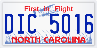 NC license plate DIC5016