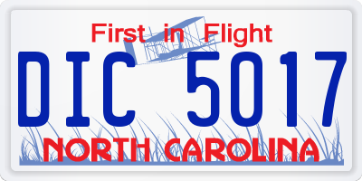 NC license plate DIC5017
