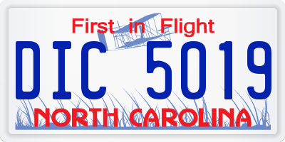 NC license plate DIC5019