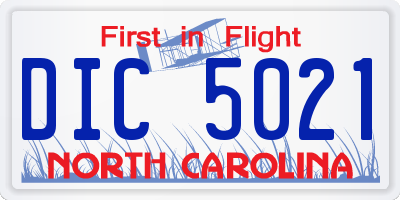 NC license plate DIC5021
