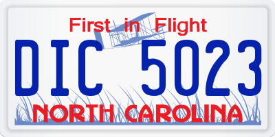 NC license plate DIC5023