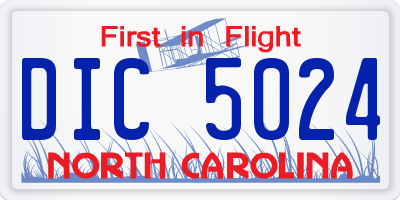 NC license plate DIC5024