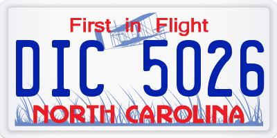 NC license plate DIC5026